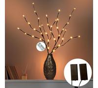 GloBrite 2 Pack LED Twig Branch Lights - Warm White Decorative Willow Branches, Battery Powered Lights, Home & Indoor Christmas Decorations, Cozy Festive Décor with Brown Branches (20 LEDs)