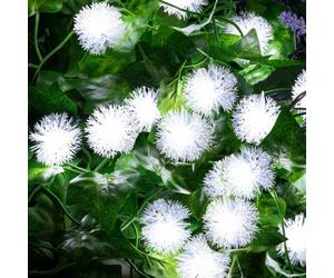 GloBrite 20 LED Dandelion Ball String Fairy Lights Dandelion Ball Solar Power Waterproof Lights for Outside Garden Camping Patio Party Christmas