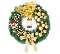 GloBrite 40cm Holly Wreath with Lantern | Christmas Wreath for Front Door - Yellow