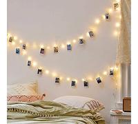 GloBrite 50 LED Battery Fairy Lights w/Photo Pegs and String, 5M Fairy Lights Battery Operated w/ 30 Mini Pegs and String for Photos -Ideal for Bedroom Ambiance, Party Backdrops, or Wedding Décor