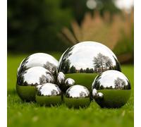 Globrite 6 Pcs Stainless Steel Mirror Balls - 50-150mm Garden Ornaments in Silver Globrite Silver