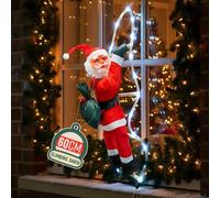 Globrite 60Cm Climbing Santa With Rope Ladder & 48 Led Lights - 8 Function Plug-In Outdoor Christmas Decor For Walls & Windows