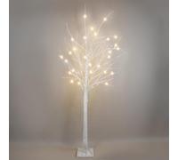 GloBrite 6ft Pre-Lit Twig Christmas Tree with 128 Warm White LEDs - White Birch Design, Bendable Branches, Indoor & Outdoor Christmas Decorations