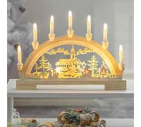 GloBrite Christmas Candle Bridge with 10 LED Lights - Battery Operated Candle Arch & Village LEDs for Home Decor