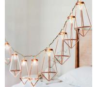 Globrite Diamond String Lights - 20 Led, Rose Gold - Geometric Metal Fairy Lights Warm White Lantern String For Home Décor