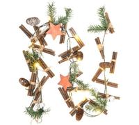 Globrite Frosted 1M Christmas Garland Wreath With 10 Warm White Leds - Fitted With Fairy Lights, Baubles, Pine Cones & Berries