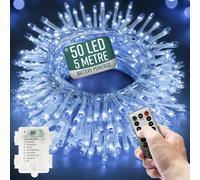 Globrite Garden Fairy Lights - 50 Led, Cool White - Battery Operated String Lights With Remote Control & 8 Lighting Modes