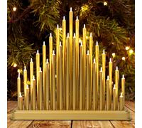 GloBrite Gold Candle Bridge With 33 LED Lights - Battery Operated Christmas Arch for Table Centrepiece, Xmas Window Sill Decorations, Indoor Ornaments & Festive Lights