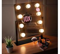 Globrite Hollywood Mirror - (Black), 9 Led Lights 36.5L X 29W Cm - 3 Light Modes Adjustable Brightness Touch Screen 360 Rotation