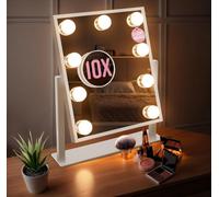 Globrite Hollywood Mirror - (White), 9 Led Lights 36.5L X 29W Cm - 3 Light Modes Adjustable Brightness Touch Screen 360 Rotation