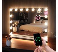 Globrite Hollywood Vanity Mirror With 15 Led Lights - 58L X 12W Cm Touch Screen Dimmable Makeup Mirror With Usb Charging - White
