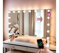 Globrite Hollywood Vanity Mirror With 18 Led Lights - 80L X 12W Cm Touch Screen Dimmable Makeup Mirror With Usb Charging - White