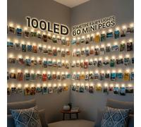 Globrite Led Fairy Lights - (10M) 100 Warm White With 30 Photo Clips - Battery Operated Decorative Lights For Custom Photo Display