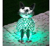 Globrite Metal Cat Solar Garden Ornament with Colour Changing Light Globrite Multicolor