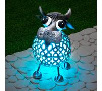 Globrite Metal Cow Solar Garden Ornament with Colour Changing Light Globrite Multicolor