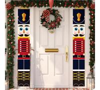 GloBrite Nutcracker Christmas Decorations - 1 Pair Soldier Banner Model Hanging Porch Display For Indoor Outdoor Garden & Holiday Décor