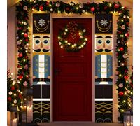 GloBrite Nutcracker Christmas Decorations - 1 Pair Soldier Banner Model Hanging Porch Display For Indoor Outdoor Garden & Holiday Décor