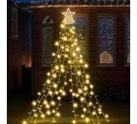 GloBrite Outdoor Curtain Star Fairy Lights, Hanging Window Waterfall Lights, 350 LED, Waterproof, Christmas Tree Lights, Plug in - Christmas Decorations (Warm White)