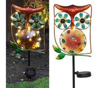 Globrite Owl Wind Spinner with 15 LED Solar Lights - Outdoor Garden Ornaments Globrite Multicolor