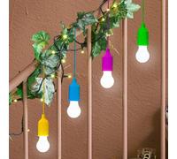 Globrite Pack Of 4 Battery Operated Lights - Led Pull Cord Bulbs - Instant Outdoor Lights - Camping Power Outages Tents