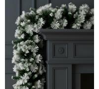 GloBrite Pine Christmas Garland 2.7m w/ 140 Tips - Snowtipped Realistic Cedar Pine, Indoor & Outdoor, Flexible & Adjustable, PVC Tips for Fullness - For Fireplace & Staircase Christmas Decorations