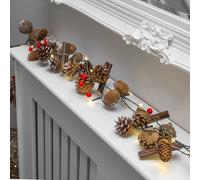 Globrite Pre-Lit Christmas Garland - 1.5M With 20 Warm White Leds - Battery Powered Pine Cones Decoration For Festive Home Décor