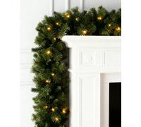 Globrite Pre-Lit Christmas Garland - 2.7M, Deluxe 40 Warm White Leds 8 Function Battery Box Indoor Decoration