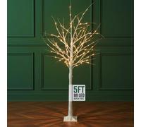 Globrite Pre-Lit Christmas Twig Tree - 5 Ft, White Birch 88 - Warm White Led Bendable Branches Indoor Outdoor With Pegs