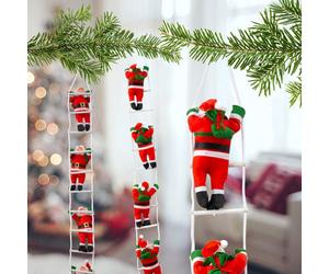 Globrite Santa Claus Hanging Toys - 4-Pack - Climbing Rope Wall Hanging Dolls Christmas Tree Ornaments For Indoor Outdoor Décor