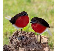 GloBrite Set of 2 Robin Garden Ornaments - Outdoor Resin Bird Statues for Yard or Patio, Realistic Animal Decor, Christmas or Gardening Gift Idea