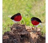 Globrite Set of 2 Robin Garden Ornaments - Outdoor Resin Bird Statues Globrite Multicolor