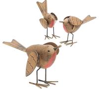 GloBrite Set of 3 Robin Garden Ornaments outdoor - Hand-Painted Resin Bird Decorations for Garden Ideal Robin Gifts & Outdoor Accessories for Nature Lovers & Enthusiasts