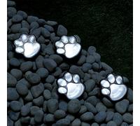 GloBrite Set of 4 LED Solar Powered Pet Paws Animal Prints Outdoor Lamp, Creative String Light Decorative Outdoor Lights for Patio, Yard, Garden - White LED