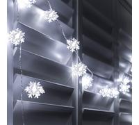 Globrite Snowflake Fairy Lights Christmas Decorations with 2 Modes 40 LED in White Globrite White