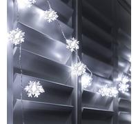 Globrite Snowflake Fairy Lights Christmas Decorations with 2 Modes 80 LED in White Globrite White
