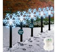 Globrite Snowflake Garden Lights - 5 Pack, 39 Cm Battery Powered Led - 8 Modes Ip44 Waterproof Outdoor Pathway Christmas Décor
