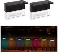 Globrite Solar Deck Led Lights - White, 7-Colour - Pathway Garden Lighting For Railings Fences & Stairs - Outdoor Accessories