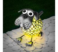 GloBrite Solar Garden Ornament Metal Colour Changing Led Light Patio Balcony Decoration - Dog