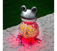 GloBrite Solar Garden Ornament Metal Colour Changing Led Light Patio Balcony Decoration - Frog