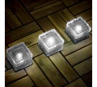 Globrite Solar Garden Path Lights - Set Of 3 - White Led - Glass Outdoor Lighting Stakes - Solar Powered Waterproof Lawn Décor