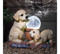 Globrite Solar Labrador Dogs Garden Ornaments Crackle Ball Light Decor Animal in Beige Globrite Beige