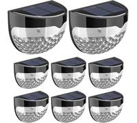 Globrite Solar Led Outdoor Lights - (8-Pack) Waterproof Wall And Fence Lights Dusk To Dawn Sensor For Pathway And Patio