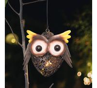 Globrite Solar Metal Owl Vintage LED Lamp - Garden Ornament in Brown Globrite Brown