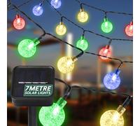 Globrite Solar String Lights - 50 Led, Multi-Coloured, 7M - Waterproof Crystal Ball Lights With 8 Modes For Outdoor Garden Décor
