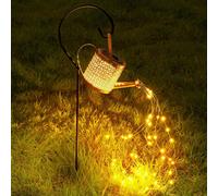 Globrite Solar Watering Can Garden Light - Decorative Metal Watering Can With Waterfall Effect Led String Lights For Outdoor Décor