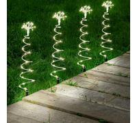 Globrite Stake Spiral Lights - 4-Pack Warm White Battery Powered - Waterproof Led Outdoor Garden Pathway Christmas Decorations