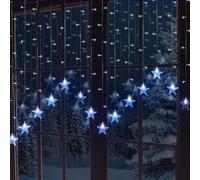 Globrite Star Curtain Light 104 Led Cool White - Plug-In Window Fairy Lights With 8 Modes & Remote Control For Festive Décor