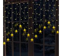 Globrite Star Curtain Light 104 Led Warm White - Plug-In Window Fairy Lights With 8 Modes & Remote Control For Festive Décor