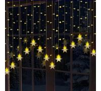 Globrite Star Curtain Light 104 Led Warm White - Plug-In Window Fairy Lights With 8 Modes & Remote Control For Festive Décor