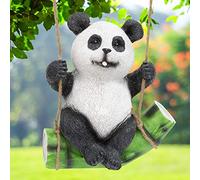 GloBrite Swing Panda Garden Statue Outdoor Ornament - Tree Hanging Sculpture | Cute Animal Figurines for Garden, Lawn, Patio, Yard, Porch, Christmas Decorations